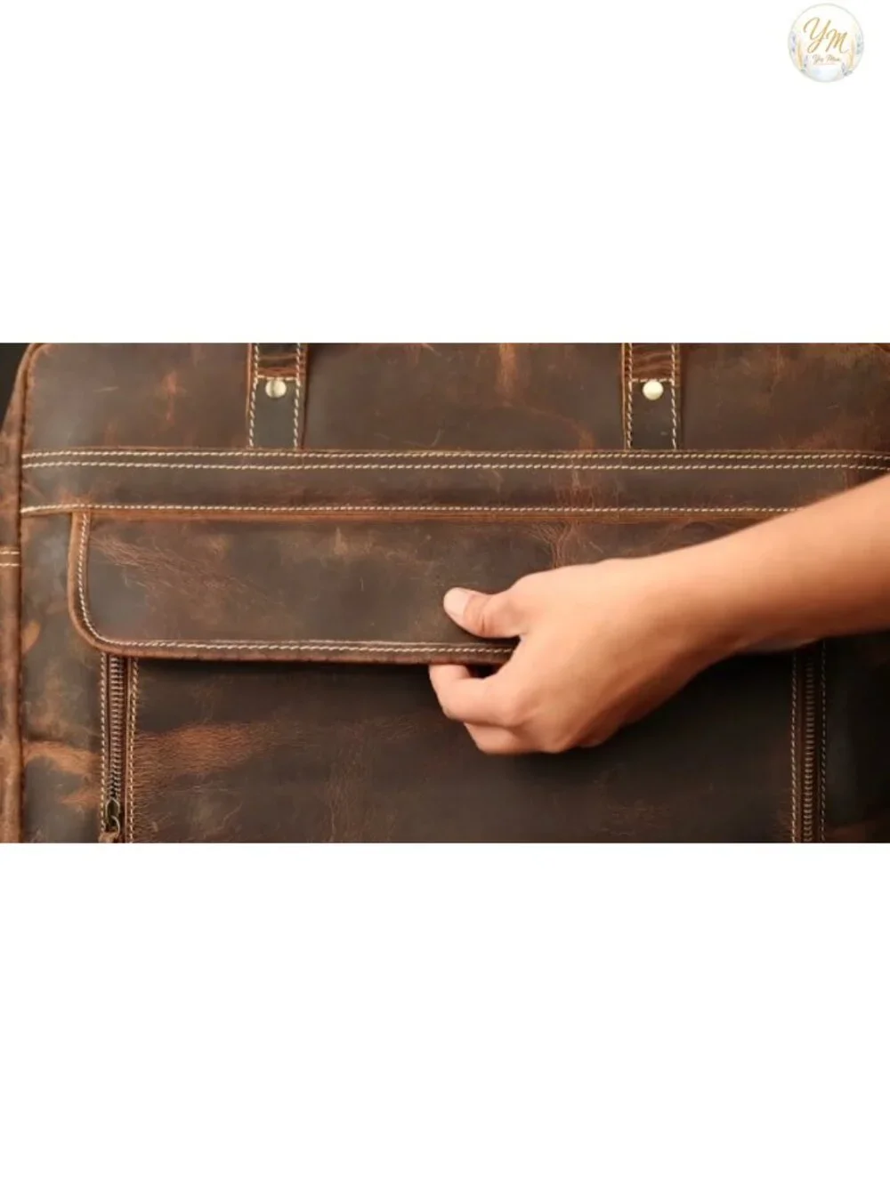 Full Grain Italian Leather Laptop Briefcase Handcrafted Multiple Compartments